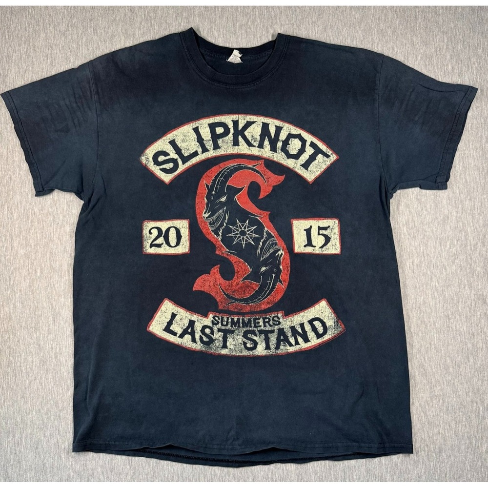 Slipknot Summers Last Stand 2015 Tour‎ Tee XL Band Faded Black Skull Graphic